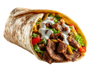 Appetizing grilled shawarma with healthy vegetables