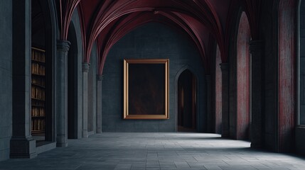 Fototapeta premium Elegant Dark Hallway with Empty Frame