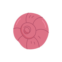 Shell in flat style pink color on white isolated background