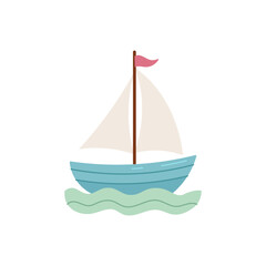 Boat with sail, ship, sail, boat logo, boat icon on white background