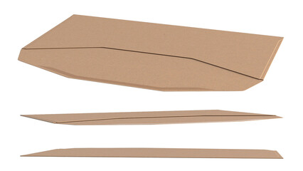 A set of cardboard pieces with angular cuts, likely for packaging or crafting purposes.