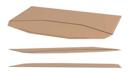 A set of cardboard pieces with angular cuts, likely for packaging or crafting purposes.