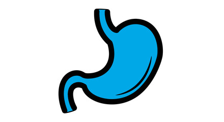 Vibrant Blue Cartoon Illustration of a Human Stomach