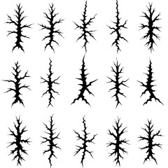 Cracked surface patterns isolated on white background