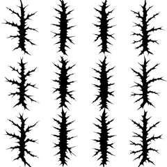 Seamless pattern of thorny branches isolated on white background