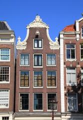 Fototapeta premium Prinsengracht Canal House Facade with Bell Gable Close Up, Netherlands