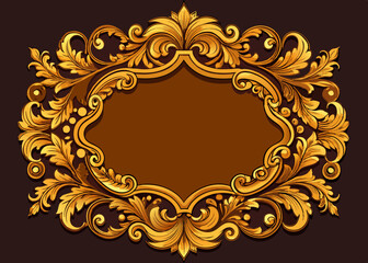 Ornate gold baroque frame with floral design
