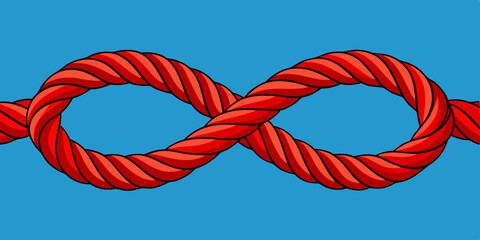 Red rope infinity knot on blue background © Najmul Design Hub