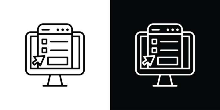 Online exam test icon in black. flat graphic vector icon