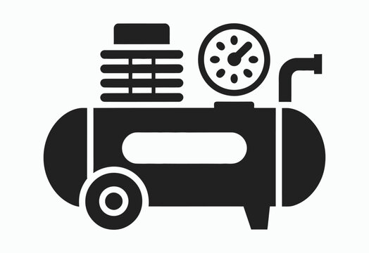 Air compressor icon black and white illustration