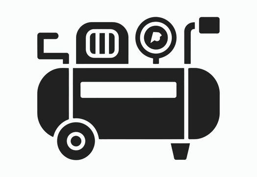 Air compressor icon black and white illustration