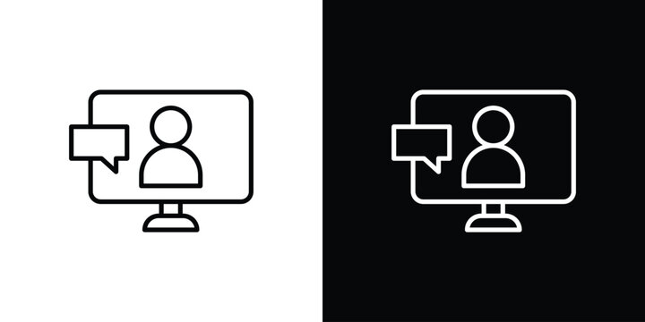 Online meeting icon in black. flat graphic vector icon