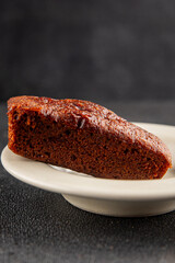Financier biscuit chocolate cookie sweet dessert fresh delicious gourmet food background on the table rustic food top view copy space