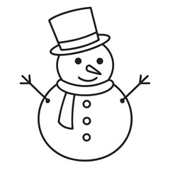 Christmas winter snowman line art  vector  silhouette snowman icon, logo vector illustration on white background