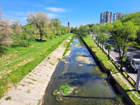 View on the River Byc (Bic) from a Bridge in Chisinau, Moldova