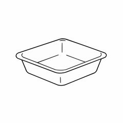 Square disposable food container outline drawing  