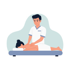 Massage therapist concept illustration, vector flat design