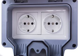 Waterproof electrical outlet designed for outdoor use in residential or commercial applications