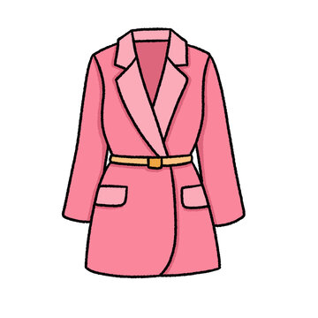pink belted coat drawing clip art preview