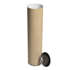 A cylindrical cardboard tube with a removable lid, often used for packaging or storage.