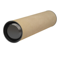 A cylindrical container with a brown paper exterior and a black interior, often used for packaging...