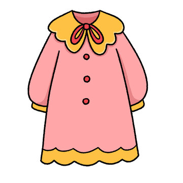 pink dress with yellow collar and bow clip art preview