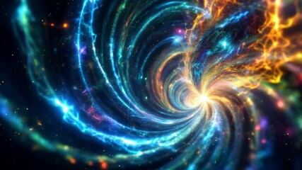 Abstract glowing blue and purple fractal spiral in space, a futuristic textured energy wave Animation 4k video - Powered by Adobe