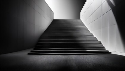 dramatic minimalist black and white stairs with light and shadow