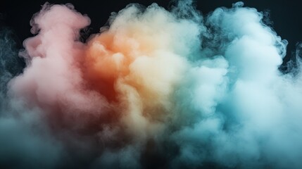 An artistic display of vibrant smoke clouds in various colors forms an abstract composition against a black background, evoking creativity and imagination.