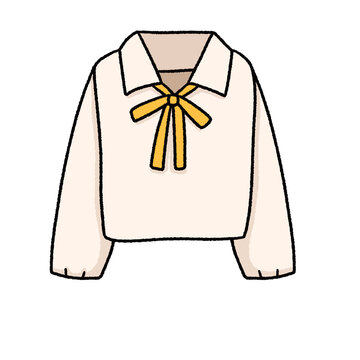 cream blouse with yellow bow clip art preview