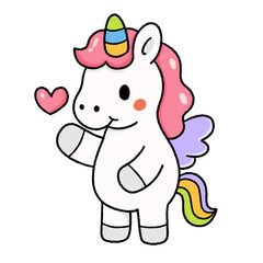 Cute unicorn cartoon illustration with a magical and dreamy style.