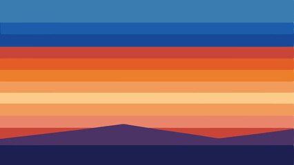 Fototapeta premium Abstract sunset gradient design with mountain silhouettes against a clear sky