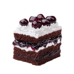 Delicious Black Forest Cake Slice with Cherries and Whipped Cream