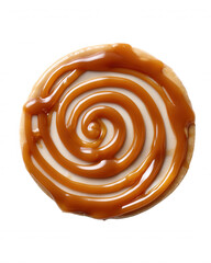 Caramel Swirl Cookie on White Background, Sweet Indulgence