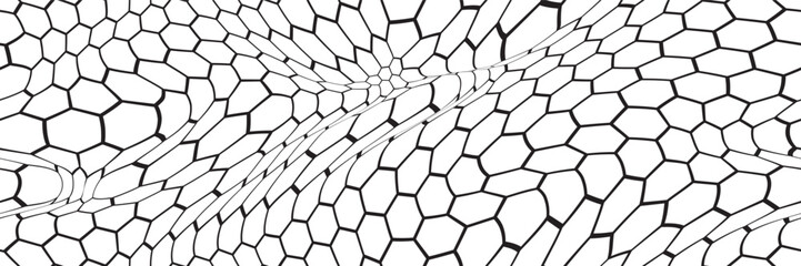 Graphene carbon atoms are organized in a honeycomb pattern to generate a seamless three-dimensional undulating structure. Flexible, ultra-thin material having conductive properties. Network geometry