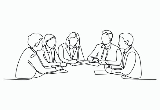 One line drawing business team meeting collaboration