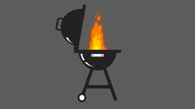 Animated BBQ Grill with flames,  is perfect for themes of grilling, summer cooking, outdoor parties, picnics, and backyard events
