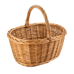 Obraz premium Wicker basket with a handle isolated on transparent background