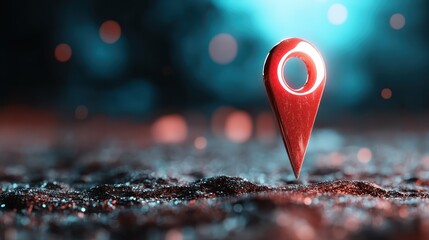 An abstract representation of a glowing location pin, symbolizing navigation and discovery, set against a dark, enchanting background with ethereal light effects.