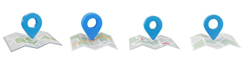 Blue Location Pin on Map Navigation Icon On Isolated Transparent Background

