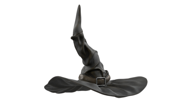 A classic pointed wizard hat, often associated with magical themes and fantasy settings.