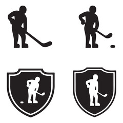 Male & Female Hockey Player Silhouette Icons