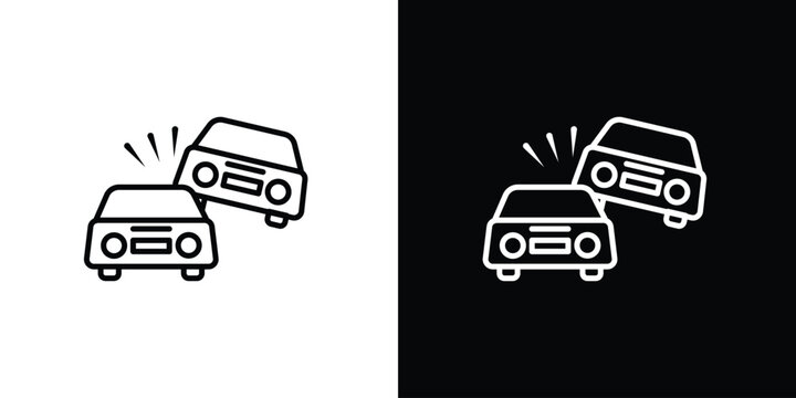 Overturned car icon in black. flat graphic vector icon