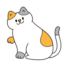 Cute cartoon illustration of a cat with playful expressions and adorable poses.