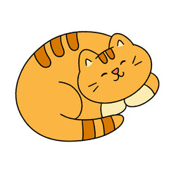 Cute cartoon illustration of a cat with playful expressions and adorable poses.