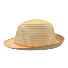 A light-colored straw hat with a wide brim and an orange band, ideal for sun protection and casual...