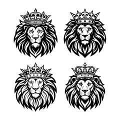 Obraz premium Lion logo and icon silhouette vector set