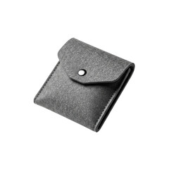Floating snap-closure felt jewelry pouch on solid white background