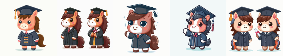 cute horse animal vector graduation