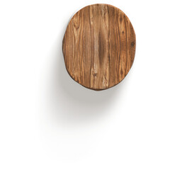 A circular wooden table top with a natural finish, showcasing a rustic design.